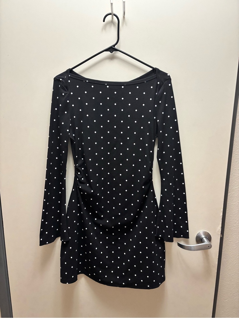 Cider Black Dress with White Polka Dots — Long Sleeve size M
